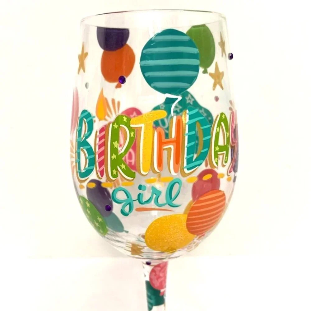 Lolita Wine Glass Birthday Girl Bonne‎ Fete Ma Chere Goblet & Recipe 15 oz